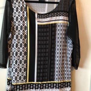 Tunic shirt with sheer sleeves